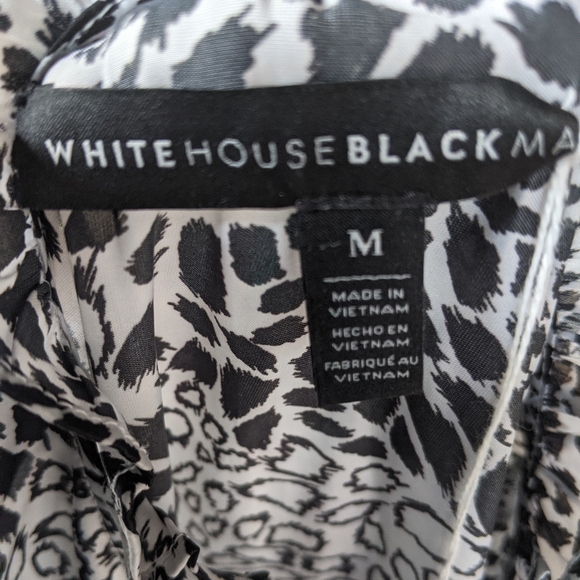 White House Black Market Black and White Ruffle Sleeve Blouse - Picture 2 of 5